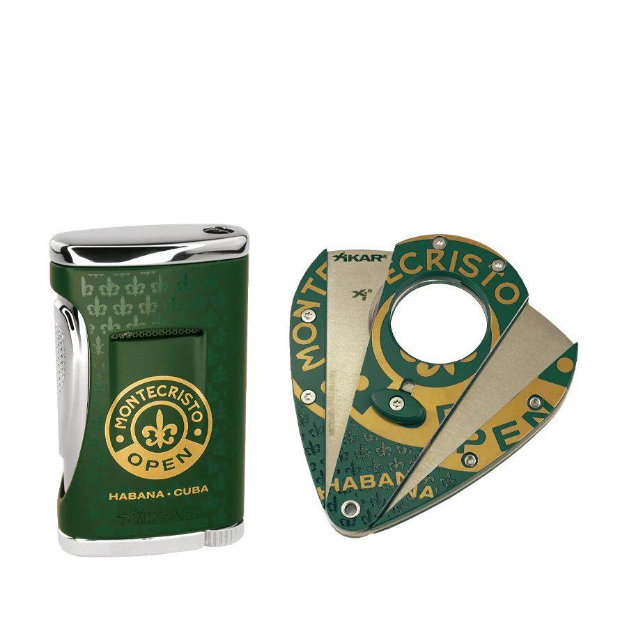 Bộ phụ kiện xì gà MONTECRISTO OPEN bao gồm Bật lửa & Dao cắt