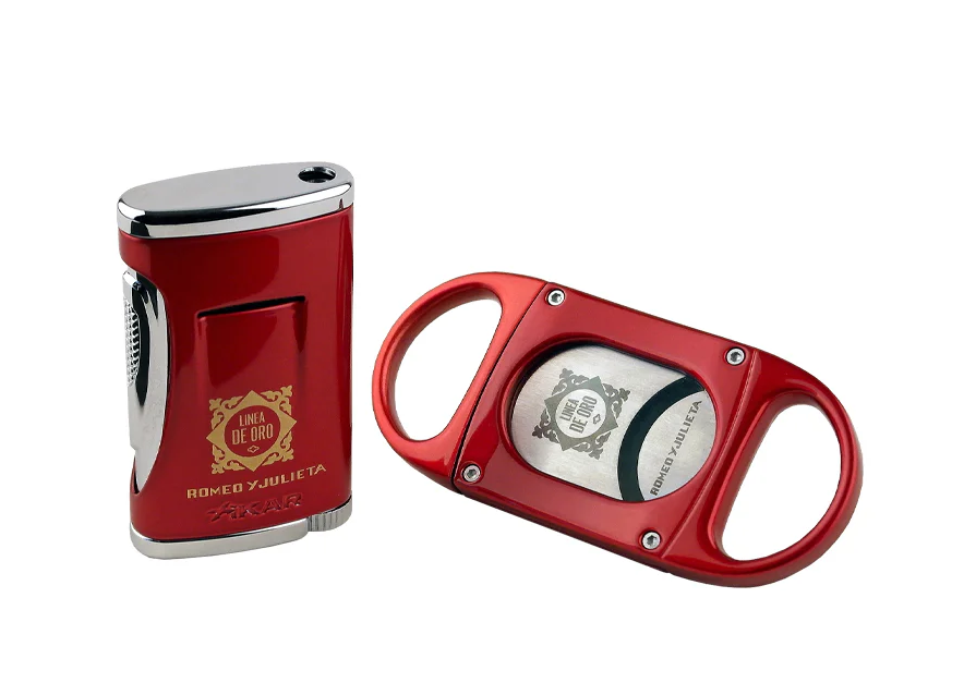 Bộ phụ kiện ROMEO Y JULIETA Línea de Oro X gồm Bật lửa & Dao cắt